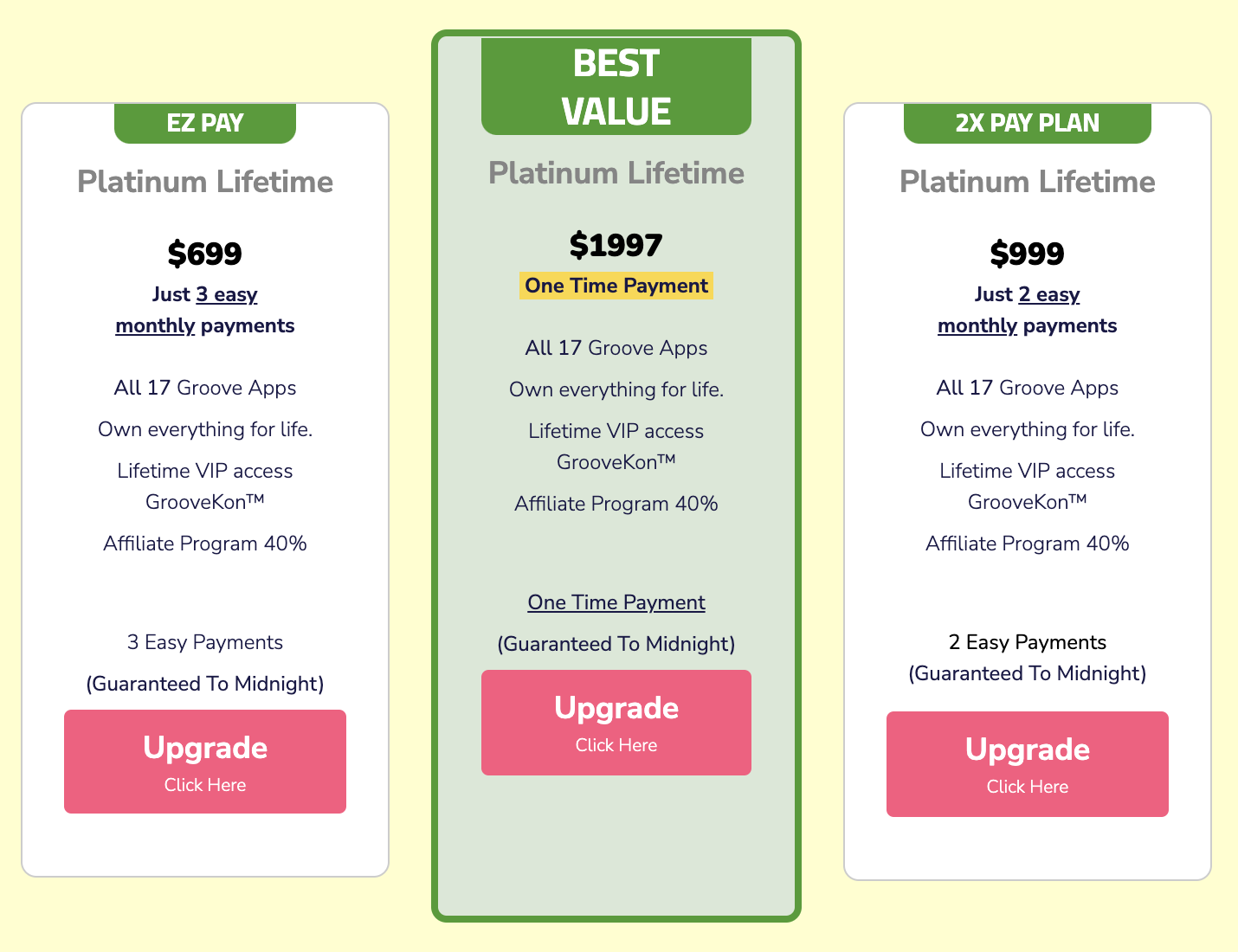 GrooveFunnels Lifetime pricing